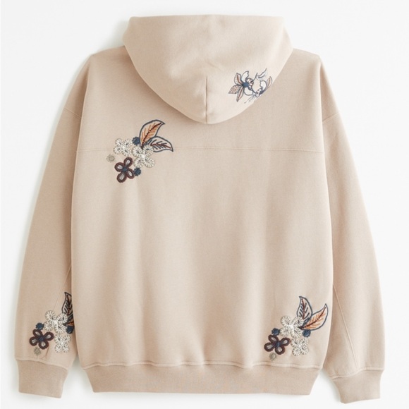 Abercrombie & Fitch Essential Popover Hoodie Floral Embroidered- Size M - Picture 7 of 7